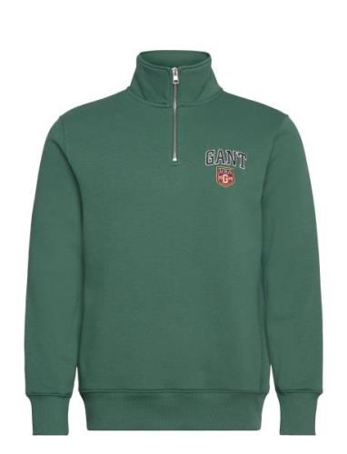 Graphic Half Zip Tops Sweatshirts & Hoodies Sweatshirts Green GANT