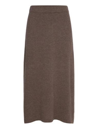 A-Line Skirt Knælang Nederdel Brown Davida Cashmere