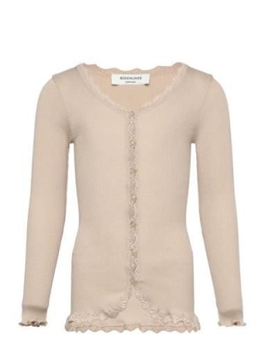 Rkbeatha Ls Cardigan W/ Lace Tops Knitwear Cardigans Cream Rosemunde K...