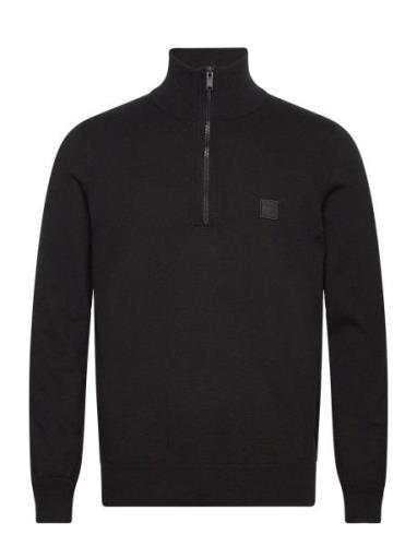 Kanobix_S Tops Knitwear Half Zip Jumpers Black BOSS