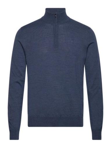 Kiyan Light Merino Quarter Zip Tops Knitwear Half Zip Jumpers Blue J. ...