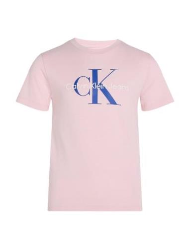 Ck Monogram Ss T-Shirt Tops T-Kortærmet Skjorte Pink Calvin Klein