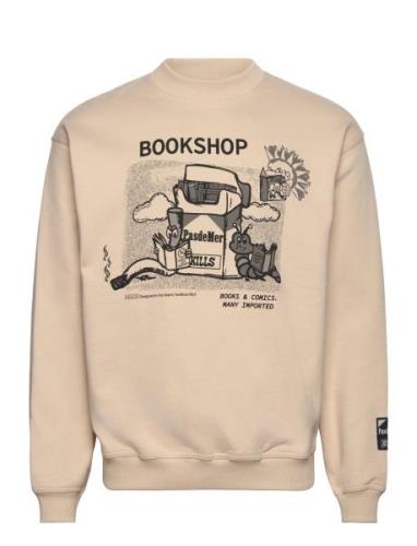 Book Shop Crewneck Tops Sweatshirts & Hoodies Sweatshirts Beige Pas De...