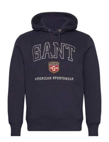 Graphic Hoodie Tops Sweatshirts & Hoodies Hoodies Navy GANT