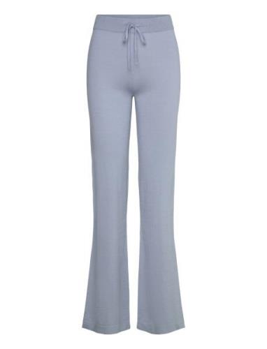 Fine Knit Flared Pants Bottoms Trousers Flared Blue Davida Cashmere