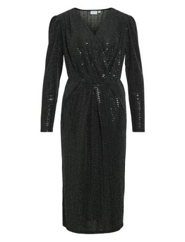 Vifeste L/S Midi Dress/R2 Knælang Kjole Black Vila