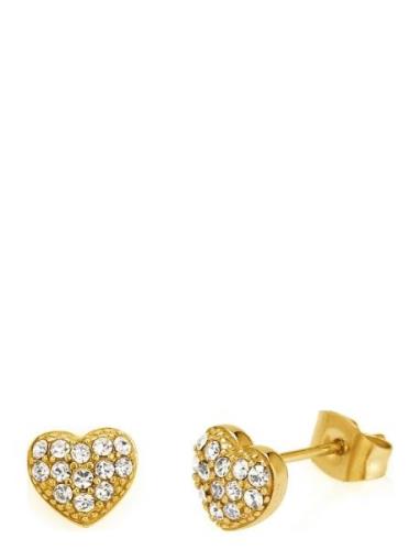 Dawn Crystal Earring Clear/Gold Accessories Jewellery Earrings Studs G...