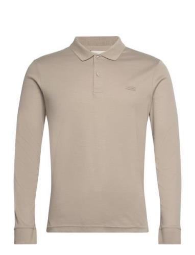 Liquid Touch Slim Ls Polo Tops Polos Long-sleeved Beige Calvin Klein