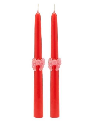 Loving Bow Candle Set Of 2 Home Decoration Candles Pillar Candles Red ...