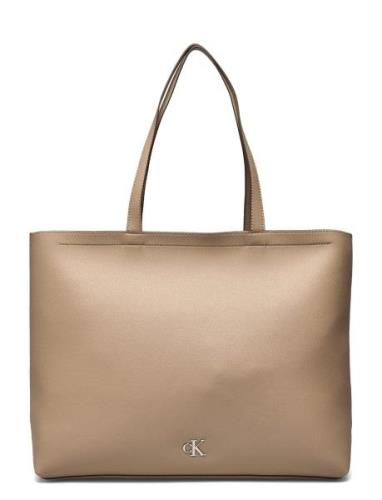 Minimal Monogram Slim Tote34 T Shopper Taske Beige Calvin Klein