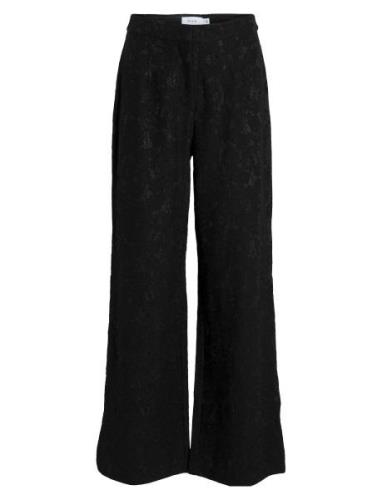 Visela Flower Hw Pants Bottoms Trousers Wide Leg Black Vila