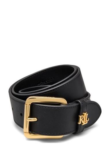 Logo-Keeper Leather Belt Bælte Black Lauren Ralph Lauren