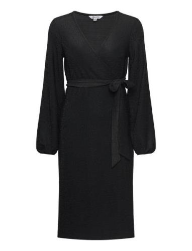 Sparkling Midi Wrap Dress Knælang Kjole Black Bubbleroom