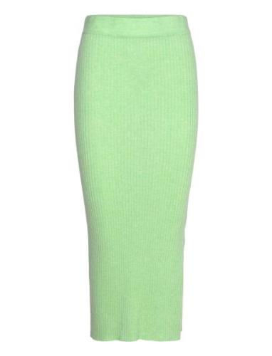 Rib Skirt Lang Nederdel Green Davida Cashmere