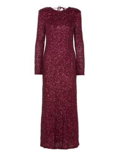 Sequins Maxi Dress Maxikjole Festkjole Burgundy Gina Tricot