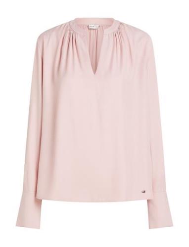 Soft Vis V Neck Ls Blouse Tops Blouses Long-sleeved Pink Tommy Hilfige...