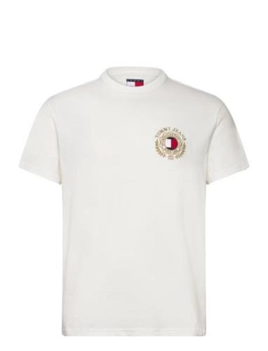 Tjm Reg Tommy Crest Tee Tops T-Kortærmet Skjorte White Tommy Jeans