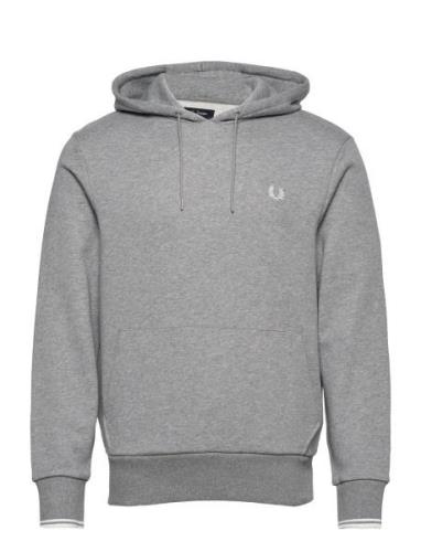 Tipped Hooded Sweatsh Tops Sweatshirts & Hoodies Hoodies Grey Fred Per...