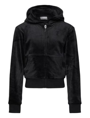 Tonal Zip Through Hoodie Tops Sweatshirts & Hoodies Hoodies Black Juic...