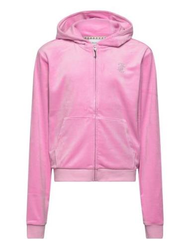 Diamante Zip Through Hoodie Tops Sweatshirts & Hoodies Hoodies Pink Ju...