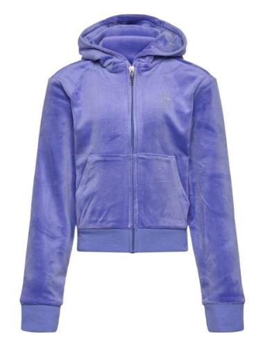 Diamante Zip Through Hoodie Tops Sweatshirts & Hoodies Hoodies Purple ...