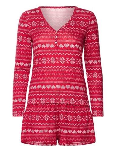 Pj Short Jersey Fairisle Pyjamas Nattøj Red Hunkemöller