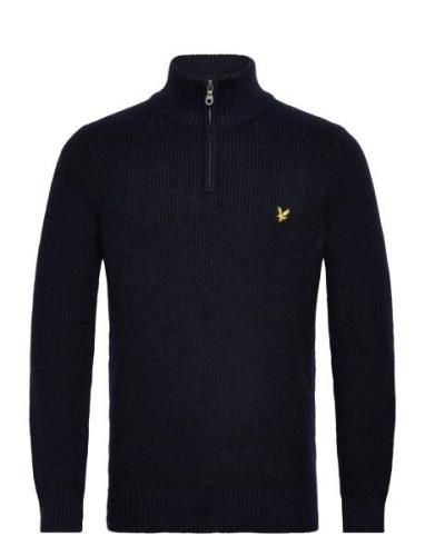 Shaker Stitch Quarter Zip Tops Knitwear Half Zip Jumpers Navy Lyle & S...