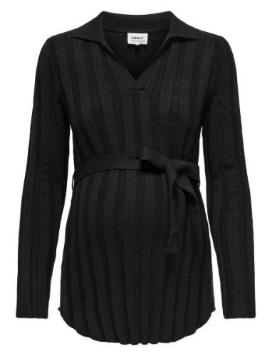 Olmanneliese L/S Polo Pullover Knt Tops Knitwear Jumpers Black Only Ma...