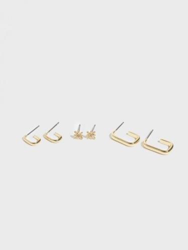 Pieces - Øreringe - Gold Colour - Pcanika M 3-Pack Earrings Sww - Smyk...