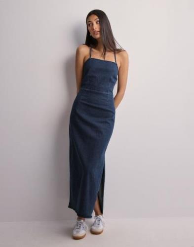 Vero Moda - Blå - Vmisla Sl Long Slim Slit Dnm Dress