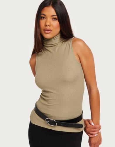 Nelly - Grøn - Soft Sleeveless Turtleneck Top