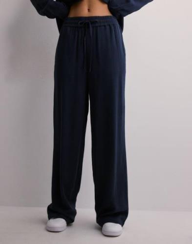 Selected Femme - Blå - Slfviva-Gulia Hw Long Linen Pant No