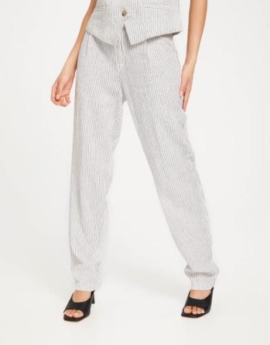 Only - Hvid - Onlolga Mw Linen Bl Pinstripe Pant