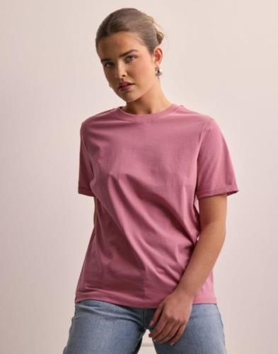 Pieces - Pink - Pcria Ss Fold Up Solid Tee Noos Bc