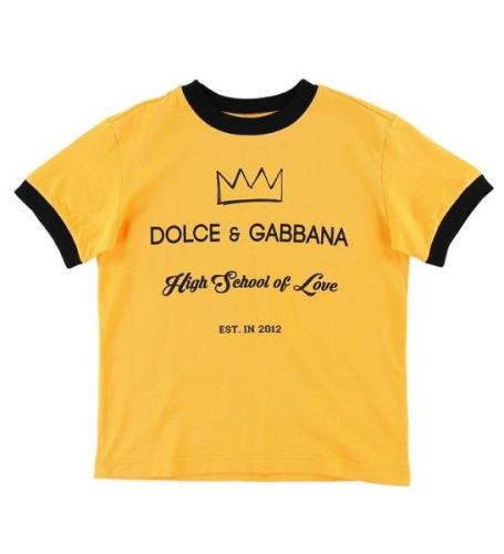 Dolce & Gabbana T-shirt - MÃ¸rk Gul m. Print