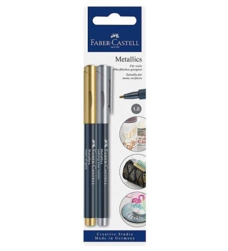 Faber-Castell Tuscher - Metallic Pen - 2 stk - Guld/SÃ¸lv