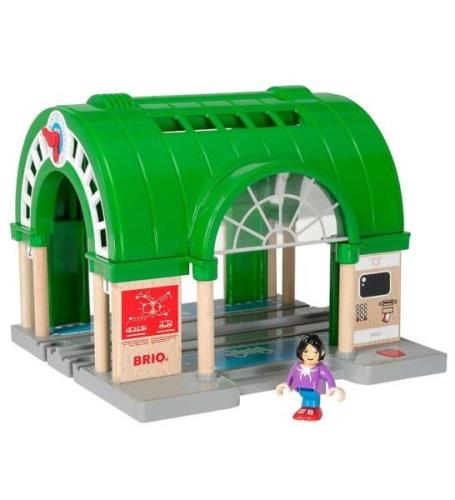 BRIO World Togstation - GrÃ¸n/GrÃ¥/TrÃ¦ 33649