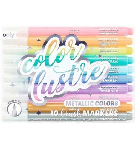 Ooly Tuscher - Metallic Brush Markers - 10 stk - Pastelfarver