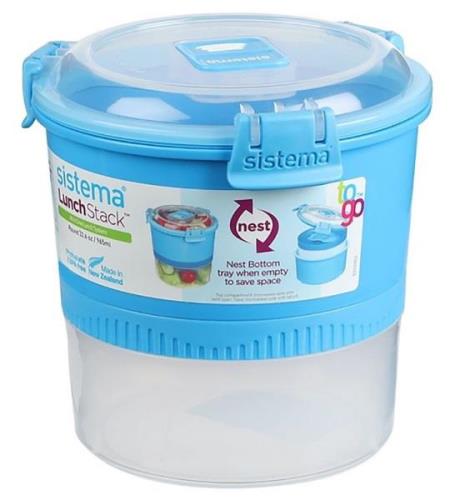 Sistema Madkasse m. Bestik - Lunch Stack - 965 ml - BlÃ¥