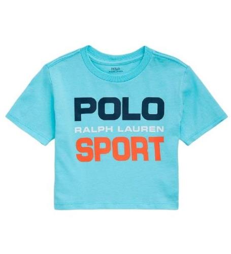 Polo Ralph Lauren T-shirt - Cropped - Polo Sport - LyseblÃ¥ m. Pr