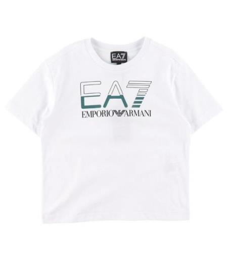 EA7 T-shirt - Hvid m. MÃ¸rkegrÃ¸n