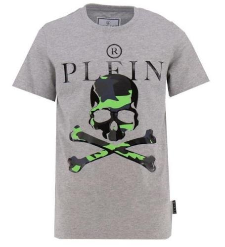 Philipp Plein T-shirt - GrÃ¥meleret m. Skelethoved