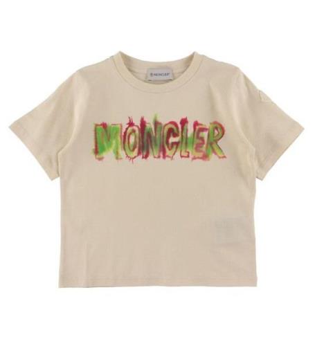 Moncler T-shirt - Beige m. Pink/GrÃ¸n