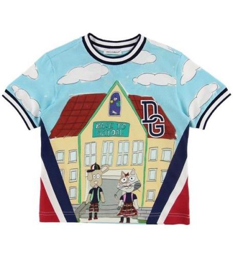 Dolce & Gabbana T-shirt - Back To School - LyseblÃ¥ m. Skole