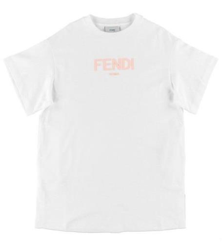 Fendi T-shirt - Hvid m. LyserÃ¸d Logo