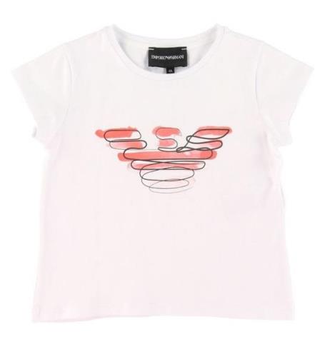 Emporio Armani T-shirt - Hvid m. Rosa Logo