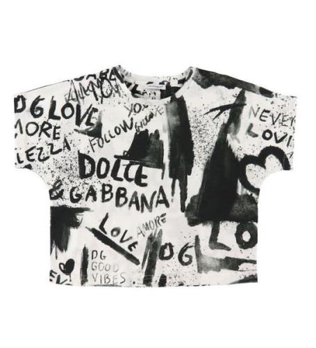 Dolce & Gabbana T-shirt - DG Next - Sort/Hvid m. Graffiti