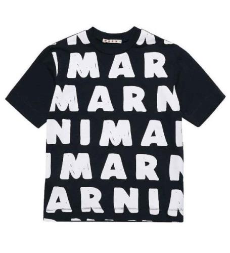 Marni T-shirt - Sort m. AOP Logo