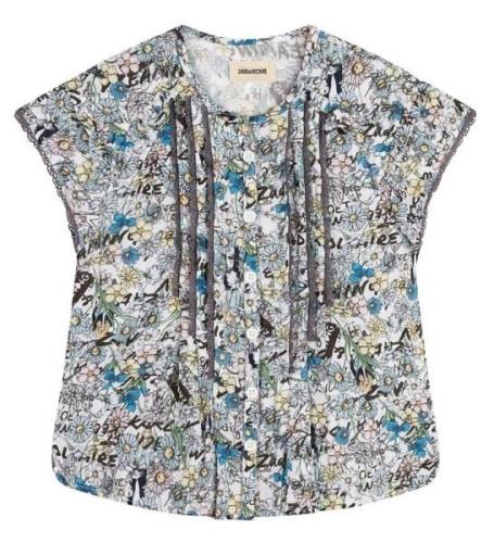 Zadig & Voltaire Top - Happy - LyseblÃ¥ m. Blomster