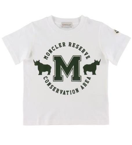 Moncler T-shirt - Hvid m. MÃ¸rkegrÃ¸n